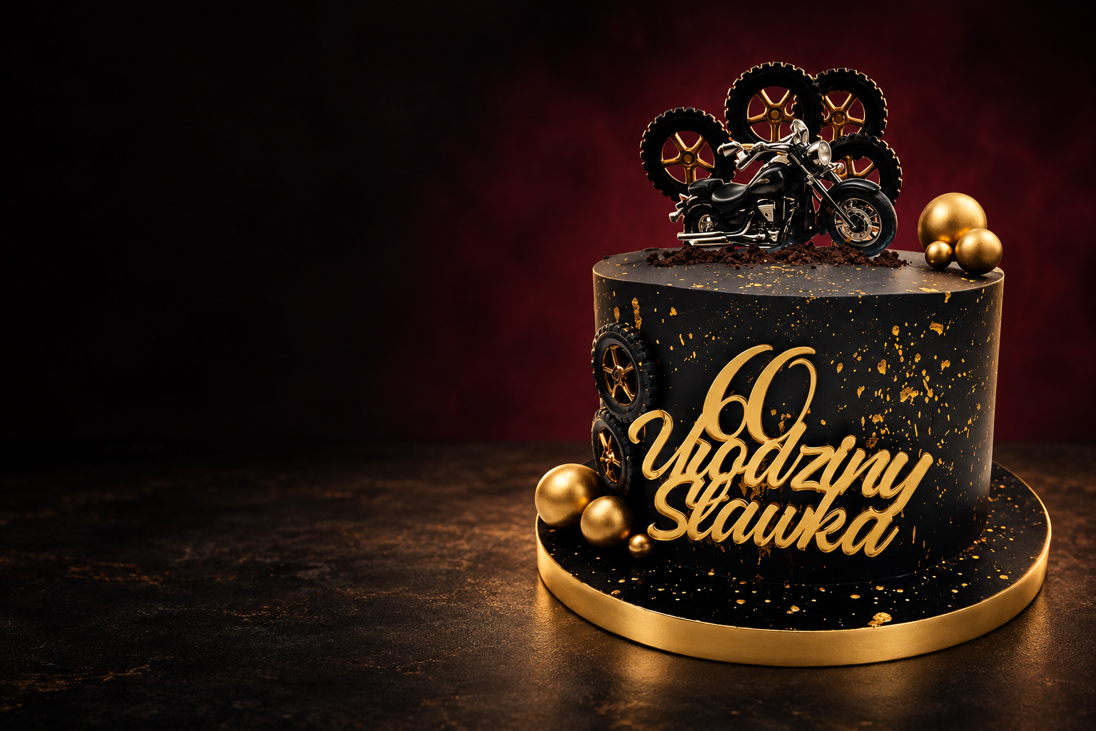 Personalizowany tort motocyklowy na 60. urodziny wykonany przez Sylwię Świątek
